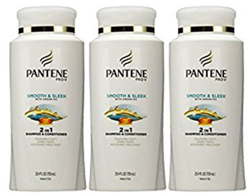 7. Pantene pro-2-in-1 smooth and sleek shampoo plus conditioner
