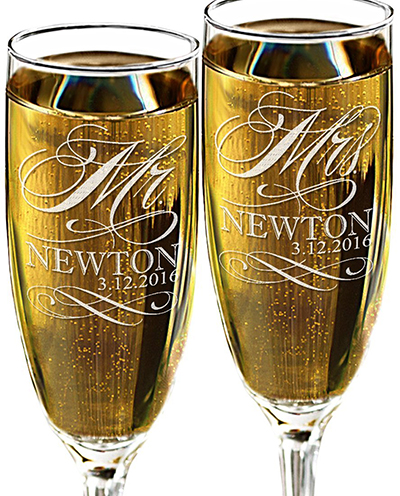 9. Mr and Mrs Champagne Wedding Glasses