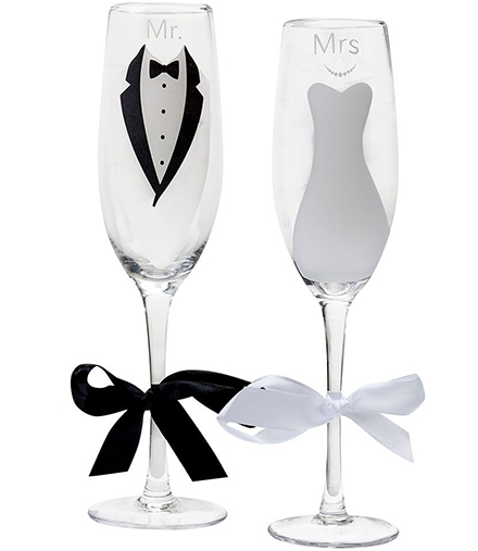 7. Mr. and Mrs.Glass Wedding Champagne Toasting Flutes