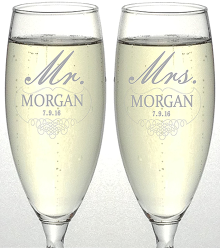 5. Set of 2 Personalized Wedding Champagne Flutes