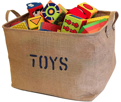 4. Large Jute Storage Bin perfect for Toy Storage