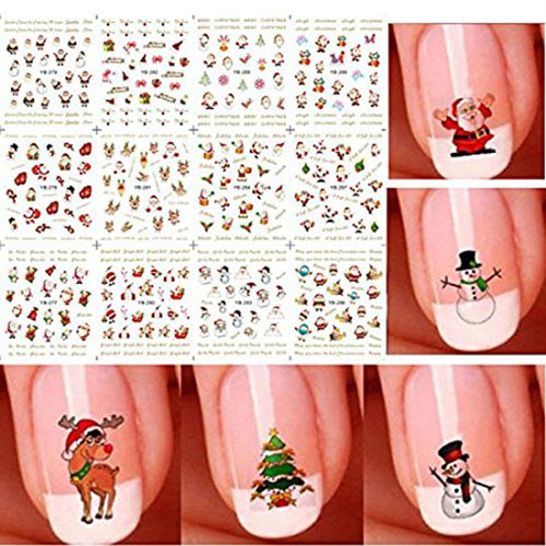 2. Bhbuy Christmas 3D Nail Art Stickers Snowflakes 