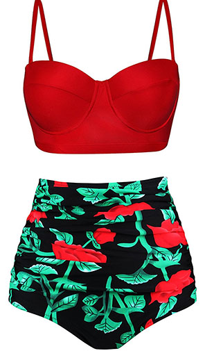 7. Dot High Waisted Bathing Suits Bikini