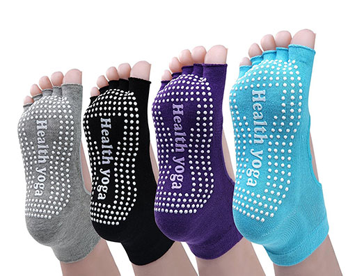 1. Cosfash Yoga Socks Non Slip Skid Toe Grips