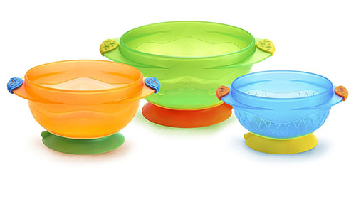 3. Munchkin stay put suction bowl, three counts 