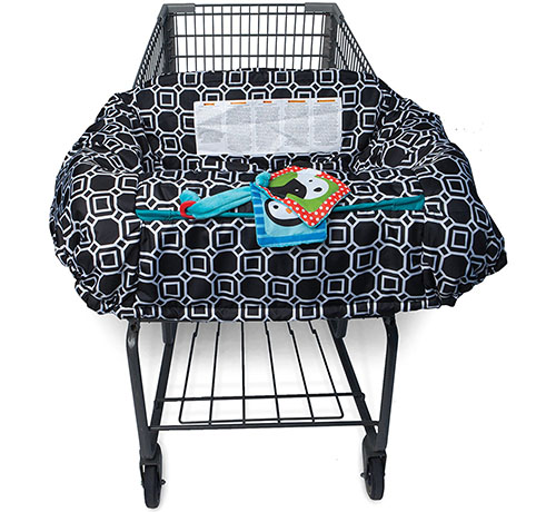 7. Boppy shopping cart and high chair cover, city squares black and white