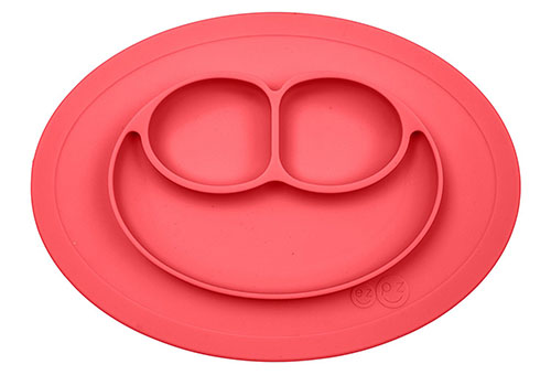 8. Ezpz mini mat- one piece silicone placement + plate, coral, one size