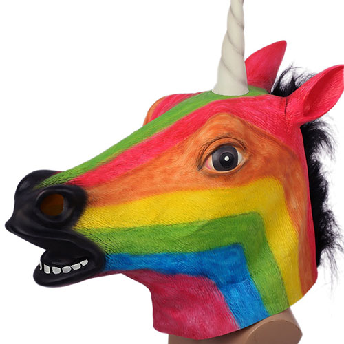 8. Animal Masks for Halloween Rainbow Unicorn Mask Head