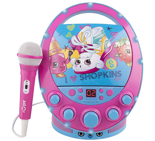 4. Shopkins flashing light, portable kid's music karaoke machine