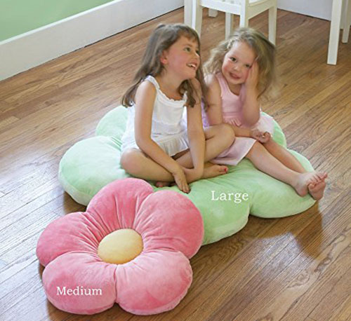 6. Heart to heart girl's floor pillow, pink, large