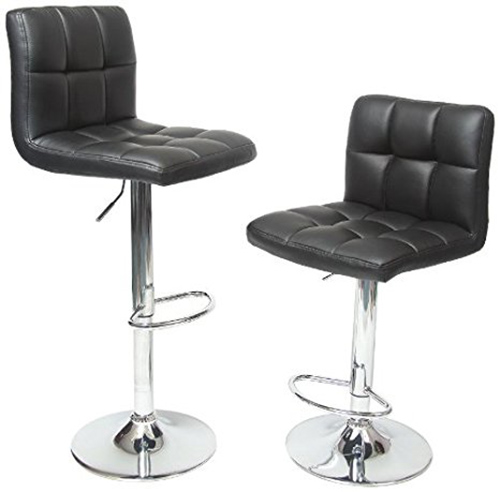 4. Roundhill Furniture Swivel Black Bonded Leather Adjustable Hydraulic Bar Stool