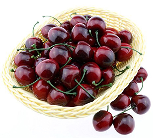 2. Gresorth 50pcs Artificial Lifelike small Red Black Cherries