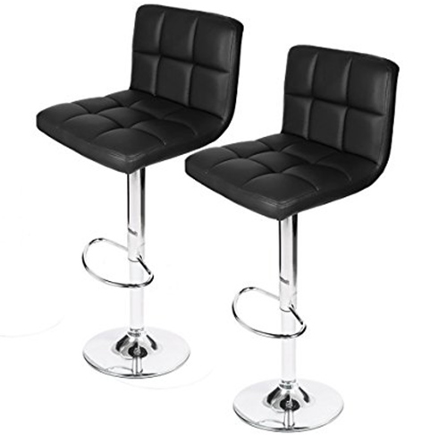 7. Homall Swivel Black Bonded Leather Barstool Adjustable Hydraulic Bar Stool