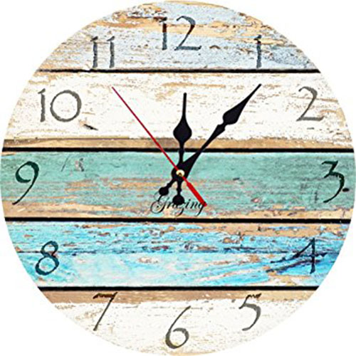 4. Weathered Beachy Boards Design clock