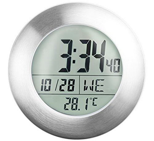 8. Emate Water Resistant LCD Bathroom Shower Clock