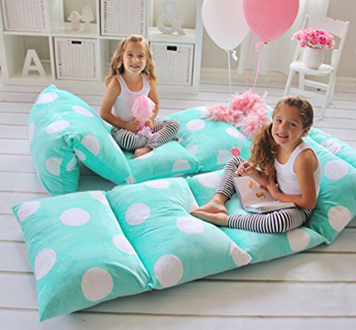 4. Heart to heart girl's floor lounger, Queen size, aqua blue