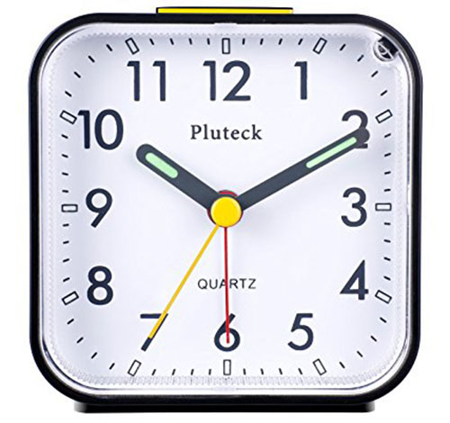 1. Pluck NonTicking Analog Alarm Clock