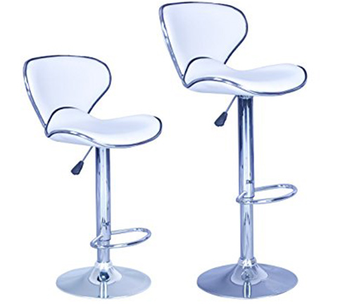 9. New Modern Adjustable Synthetic Leather Swivel Bar Stools Chairs-Sets of 2