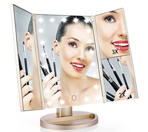 6. Easehold Lighted Vanity Mirror, Gold
