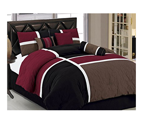 8. Chezmoi Collection Quilted Patchwork Comforter Set (7-Piece)