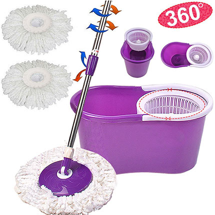 5. Goplus Purple Microfiber Spin Mop