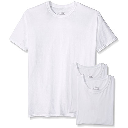 2. Hanes Men’s Tagless Crew Neck T-Shirt (3-Pack)