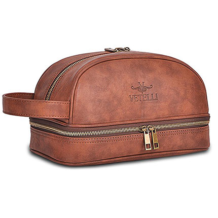 9. Vetelli Leather Toiletry Bag for Men