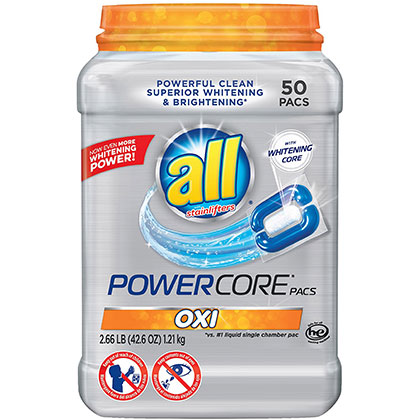 6. all Powercore Pacs Laundry Detergent with OXI (50 Count)