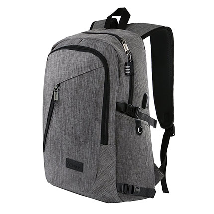 1. Mancro Grey Laptop Backpack for Women & Men